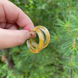 60’s Clear & Yellow Chunky Lucite Hoop Earrings